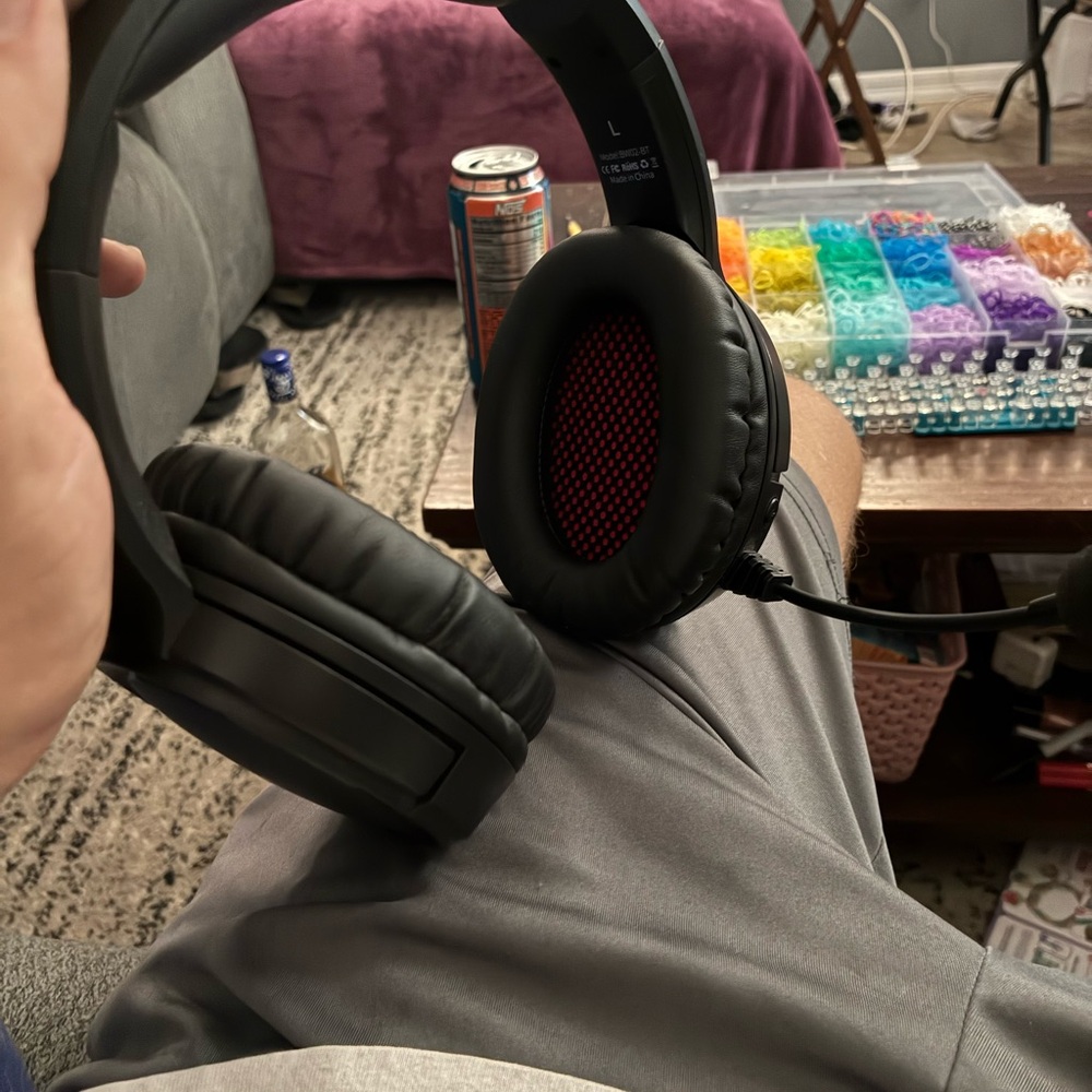 Black Over-Ear Headphones with Red Accents